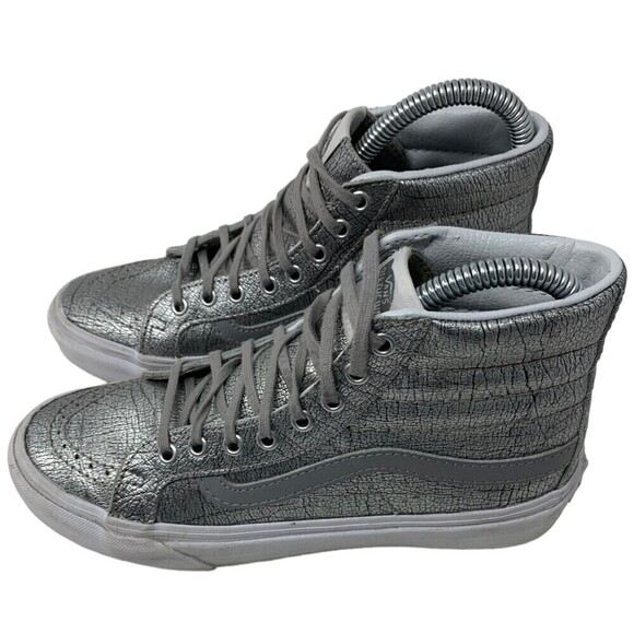 Vans SK8-Hi Top Shoes 721277 Shiny Silver White Gray 4.5 Mens or Womens 6 - Picture 3 of 10